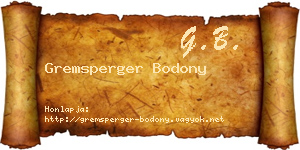 Gremsperger Bodony névjegykártya